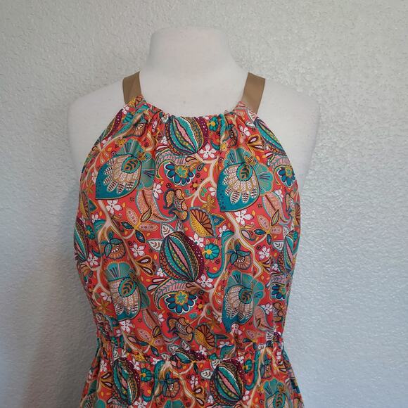 Antonio Melani Orange & Blue Paisley Halter Dress Size 12 - Picture 4 of 10